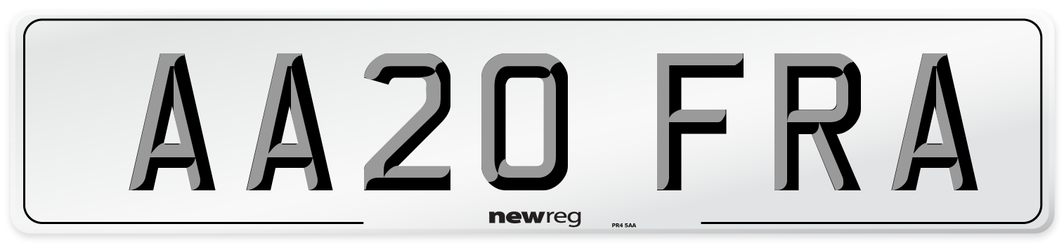 AA20 FRA Number Plate from New Reg